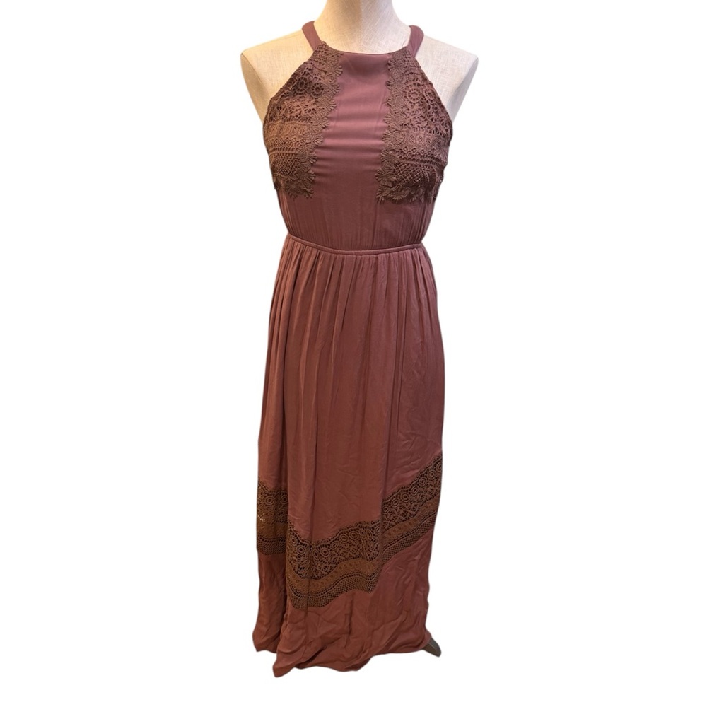 Altar'd State Crochet-Trim Halter Maxi Dress size small